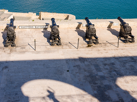 Cannons of the Saluting Battery at Valletta Garden in Malta