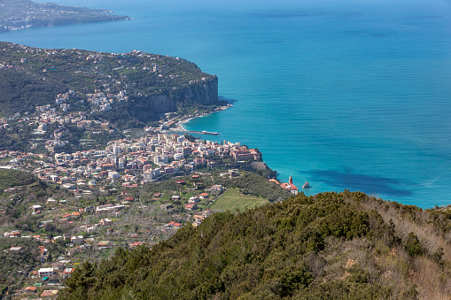 beautiful sorrent and gulf of naples coastline in italy.