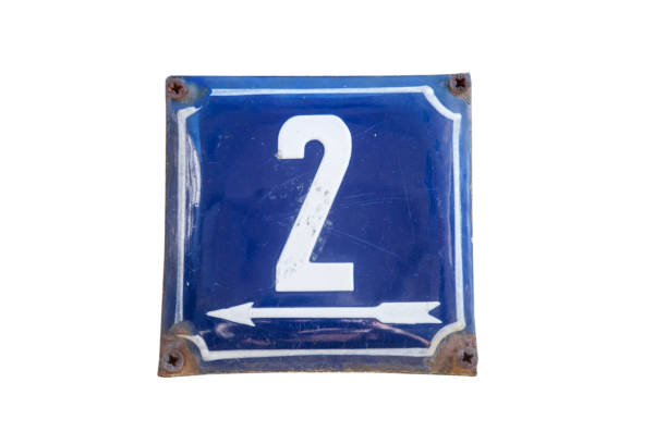 istock Metal enameled plate of number 2 on white background 2025690046