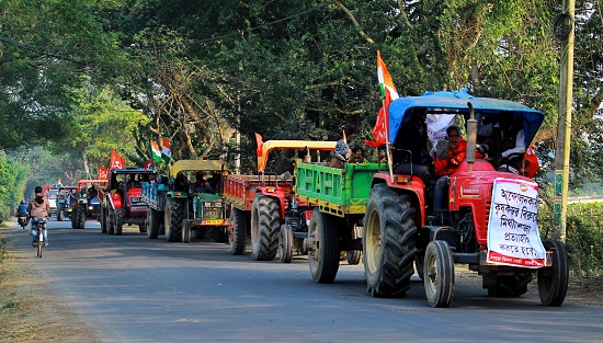 Westbengal, Bandel 26 January 24: Farmers Tractor rally at bandel