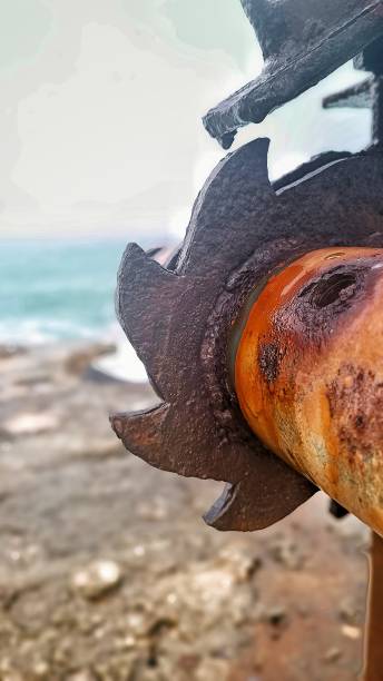 istock Rusty metal detail on the rocky shore 05 2025720624