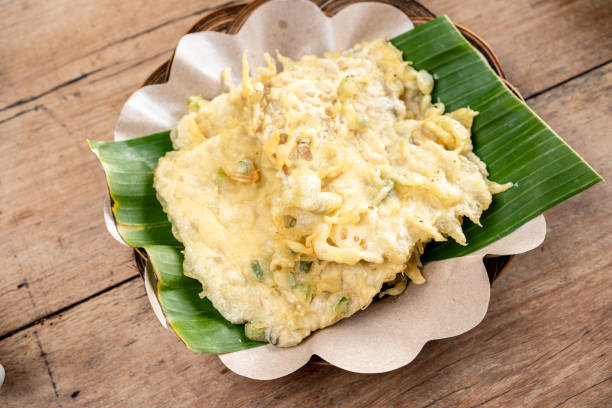 Indonesian Fried Tempe, or called Tempe Mendoan stock photo