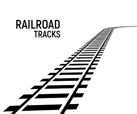 Railway train track vector route. Rail pattern curve railroad path icon