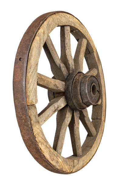 istock Rustic old wooden wagon wheel from behind 2025768008