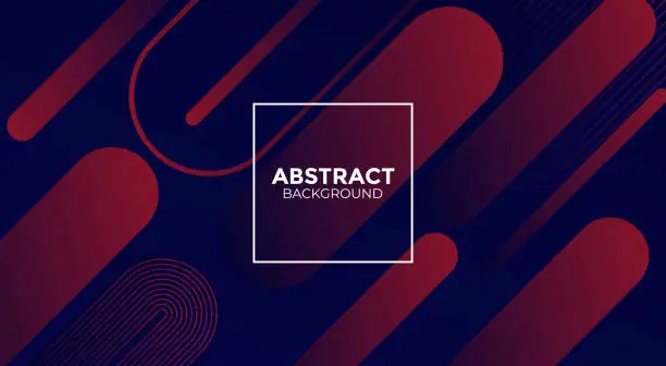 Vector illustration of Modern abstract blue and red gradient geometric shape on dark blue background design