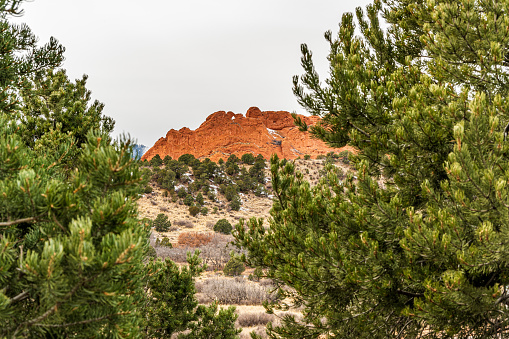 View of the famous Kissing Camels from the Garden of Gods Visitor Center in Colorado Springs