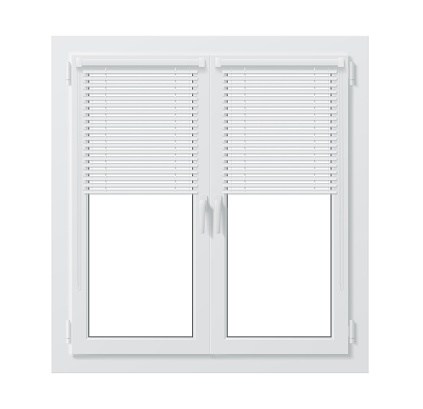 Realistic pvc window, plastic jalousie. Isolated 3d vector durable, weather-resistant shutters suitable for modern homes, buildings, and offices, provides natural light, easy to install and maintain