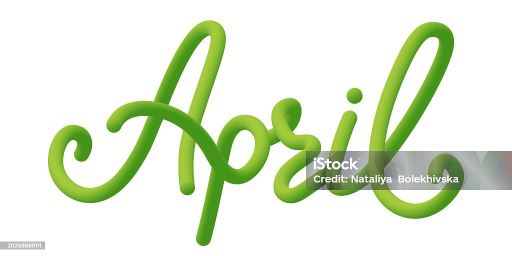 April Typed Out Handwritten Text April Isolated On A Transparent Background Gradient ...