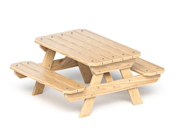istock Wooden picnic table Top view 3D 2025908937