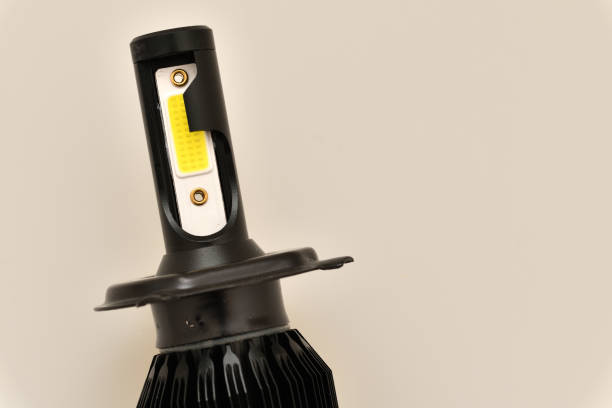 Detailed view of a car's headlight showing the technology,  precision and elegance of its modern engineering