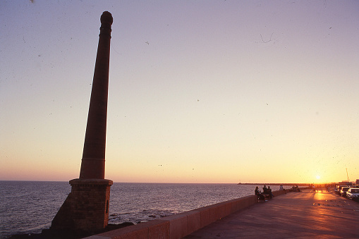 montevideo uruguay,beach sunset sihouette rio de la plata panoramic viux