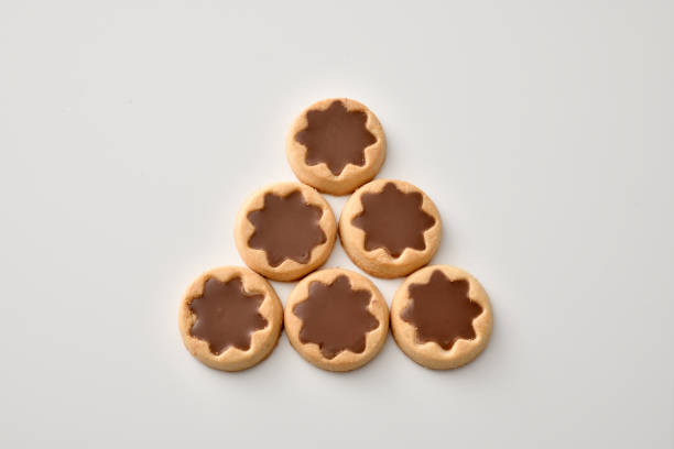 Chocolate cookies on white background