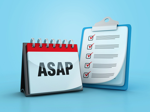 Check List Clipboard with ASAP Calendar - Color Background - 3D Rendering