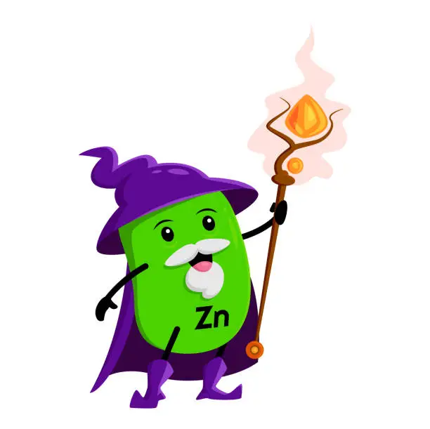 Vector illustration of Cartoon happy zinc or zincum mineral micronutrient