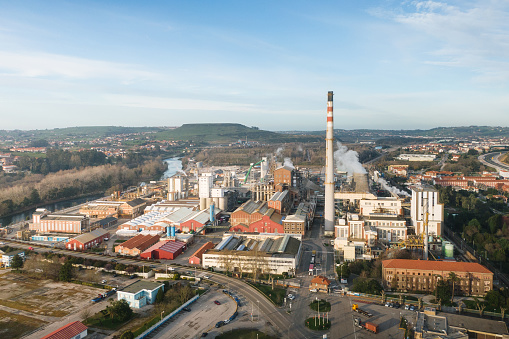 Aerial view of a large industrial complex