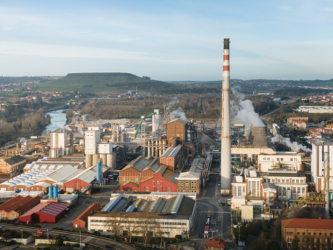 Aerial view of a large industrial complex