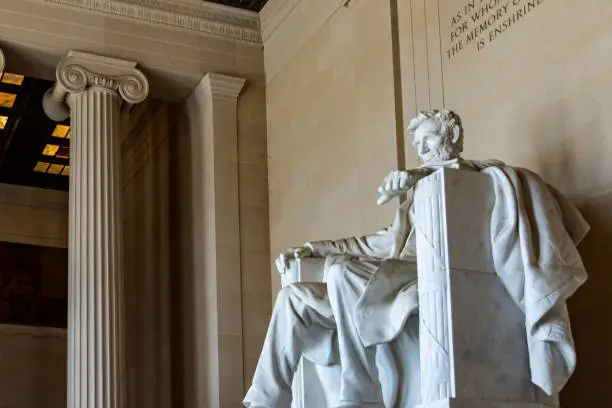 Photo of Monument to President Lincoln in Washington DC, USA.