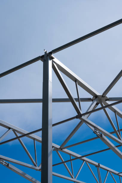 istock White painted steel beams and girders of a warehouse under construction.. 2026030749