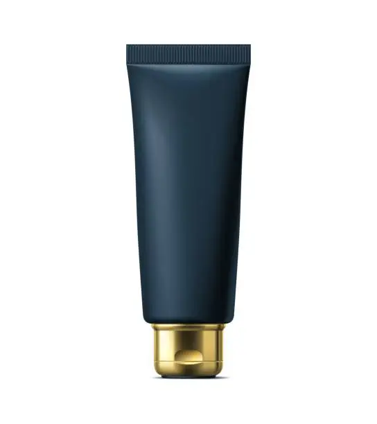 Vector illustration of Realistic black cosmetics tube face or hand cream