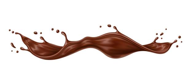 realistyczny płynny rozprysk czekolady na długich falach 3d - czekolada stock illustrations