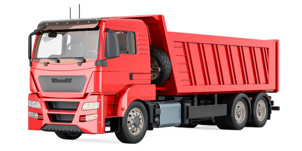 istock Red Tipper Truck, dump truck. 3D rendering 2026116848
