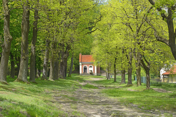 Kalwaria Zebrzydowska in Poland - UNESCO World Heritage Site. Landscape where there are pathways Calvary, pilgrimage destination.