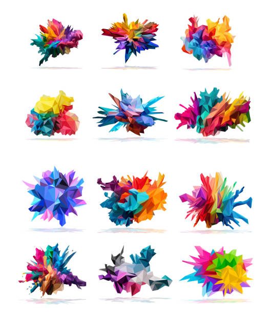 ilustrații de stoc cu setați modelul de artă poligonală multicoloră multicoloră - imagine color