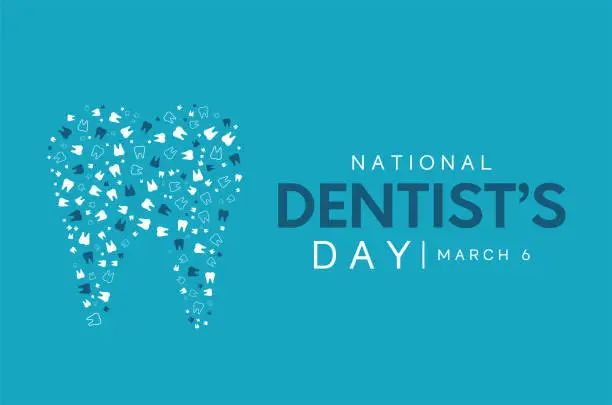 Vector illustration of National Dentist's Day card, poster, March 6. Vector