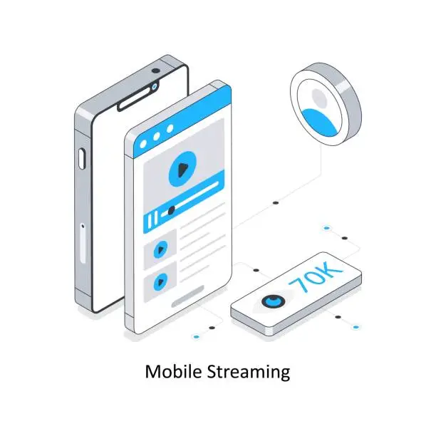 Vector illustration of Mobile Streaming isometric stock illustration. EPS File stock illustration