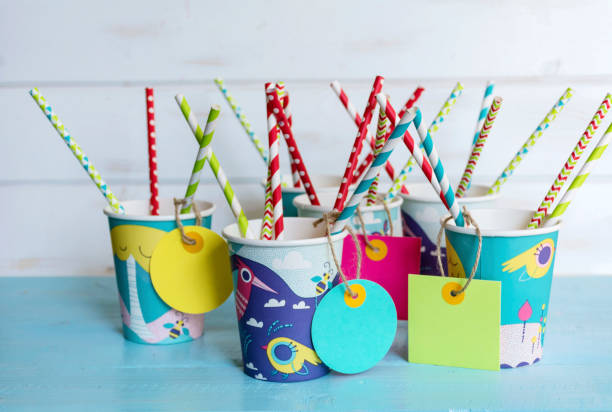 istock Colorful party paper cups and straws 2026189772
