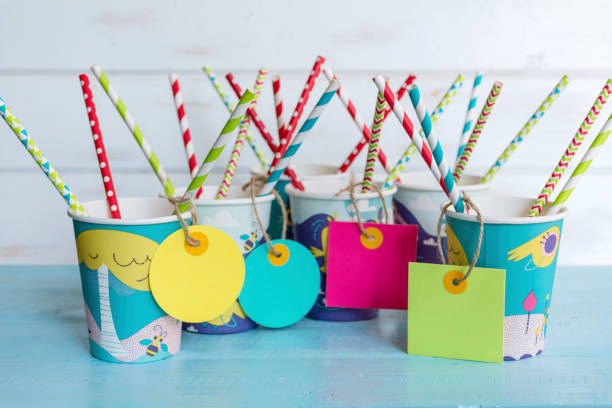 istock Colorful party paper cups and straws 2026190239