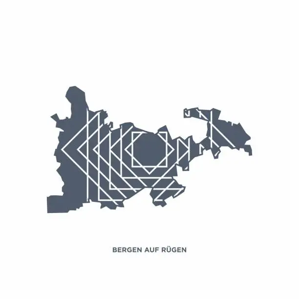 Vector illustration of Bergen auf Rügen Map - World Map International vector template. German region silhouette vector illustration