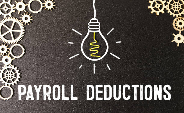 istock Calculator,pencil and banknotes with the word Payroll Deduction on world map background. 2026236498
