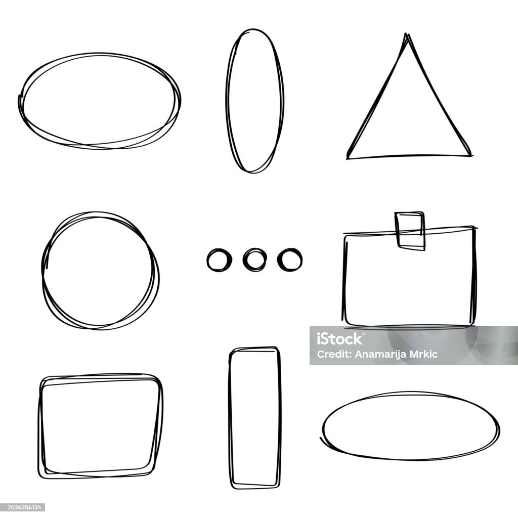 Handdrawn Underline Scribble Set Highlight Frames Ovals Line Template ...