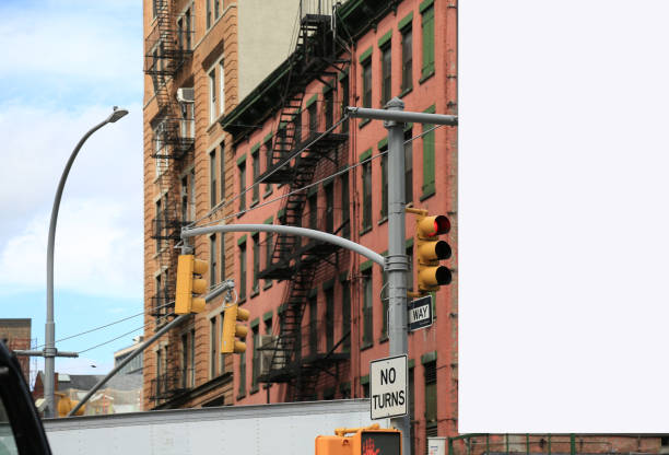 istock Typical yellow traffic lights with billboard 2026301851