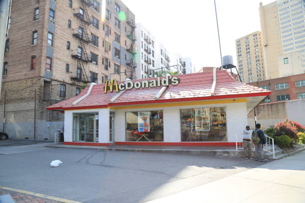 Gibsonia, USA.     February 2, 2025\nMcDonald's sign advertising Krispy Kreme Doughnuts for sale.  McDonald's formed a partnership with Krispy Kreme in 2024 to sell their doughnuts.   The partnership is expected to end in 2026.  Gibsonia is north of downtown Pittsburgh.