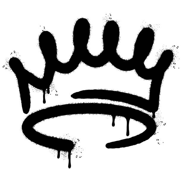 graffiti spray crown icon isolated on white background. vector illustration. - blob black splattered spotted点のイラスト素材／クリップアート素材／マンガ素材／アイコン素材