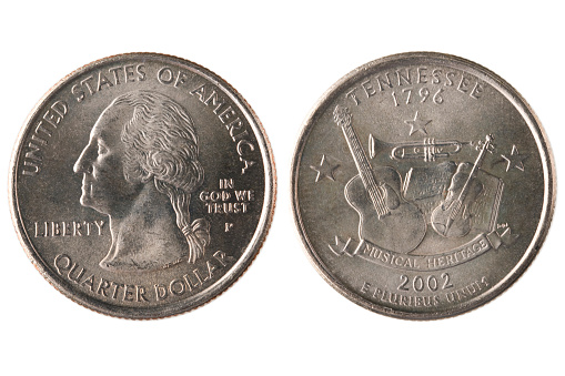 1999-2009 US State Quarters Territories complete set of 56 used coins with a unique image on the reverse of each.The picture includes 2 coins with the obverse common to all. Laid out in the order of their release ,on a gray background