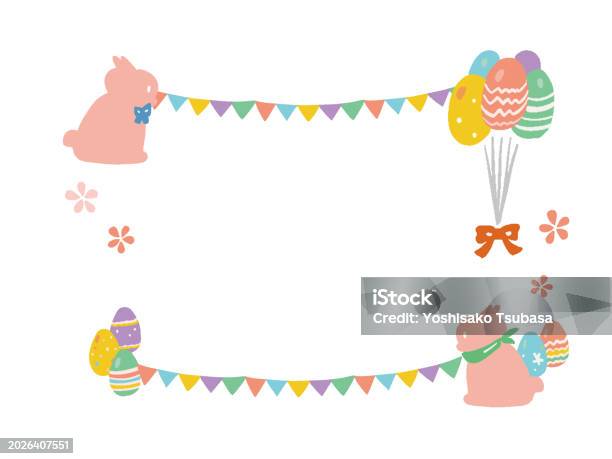 Easter Frame Rabbit Easter Frame Hand Drawn Illustration Of Rabbit And Egg Stock ...