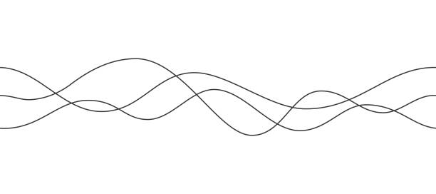 line curve waves. thin wavy line seamless pattern. abstract dynamic curve stroke. simple striped graphic template. design element. vector illustration isolated on white background - telefonleitung stock-grafiken, -clipart, -cartoons und -symbole