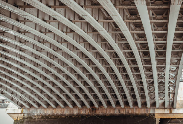 istock Framework metal arches girder construction Underneath of Blackfriars Bridge. 2026427647