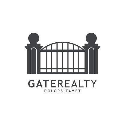 Open Gate Logo Flat Design. Vector Gate Illustration Icon.