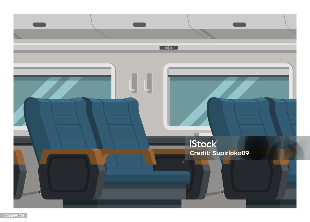 Train Vector Interior Passenger Train Interior Simple Flat Illustration Stock Illustration ...