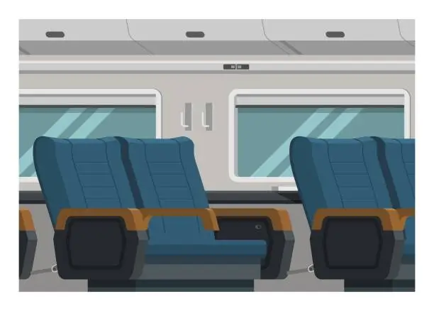Vector illustration of Passenger train interior. Simple flat illustration.