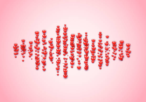 Sound wave filled with hearts for Valentine's Day, love mixtape cover Sound wave filled with hearts for Valentine's Day and love mixtape cover mix tape heart stock illustrations