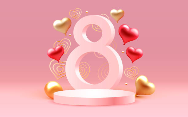 istock International Women Day Banner. Flyer for March 8 cover. Number 8. Vector illustration 2026515439
