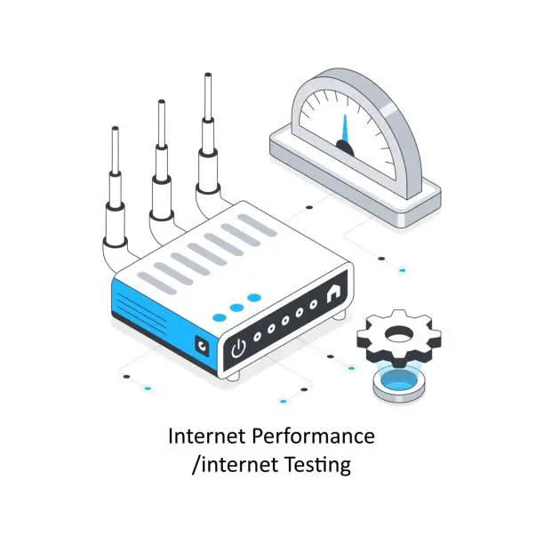 Vector illustration of Internet Performance/Internet Testing isometric stock illustration. EPS File stock illustration