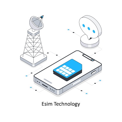 ESim Technology isometric stock illustration. EPS File stock illustration