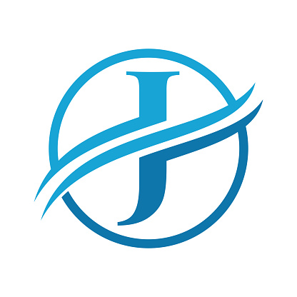 Initial J Alphabet with Swoosh or Ocean Wave Logo Design