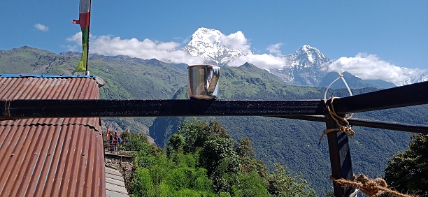 A cup of tea with annapurna south himal view